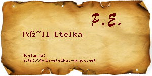 Páli Etelka névjegykártya