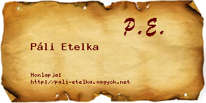 Páli Etelka névjegykártya